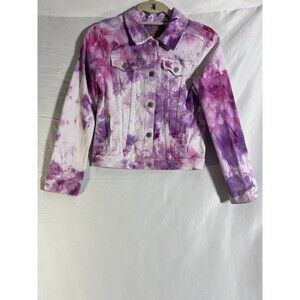 Levi Jean Jacket Girls 12-13 yrs Purple Pink Pockets Tie Dye EUC